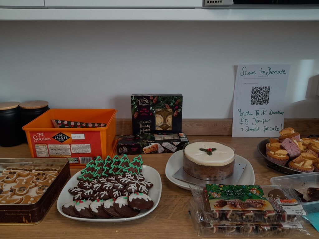 Baked christmas treats at Lumin's Christmas Cracker Day fundraiser in aid of Youth Talk