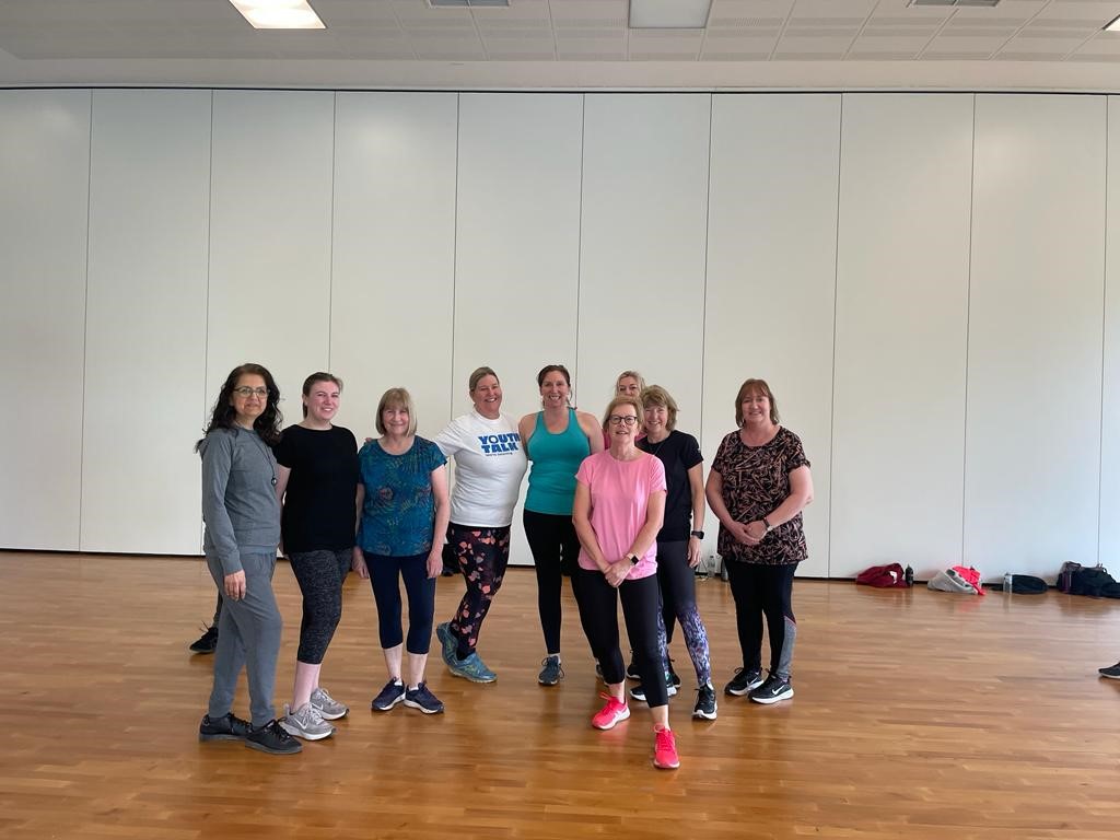 A group of participants and Julia, our Volunteer Coordinator, at the Dance-a-thon she organised in aid of Youth Talk.